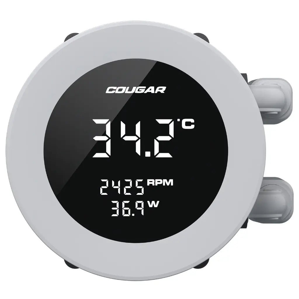 Cougar Poseidon Vistek 240mm ARGB All-in-One CPU Liquid Cooler with 1.9-Inch LCD Display - White Edition