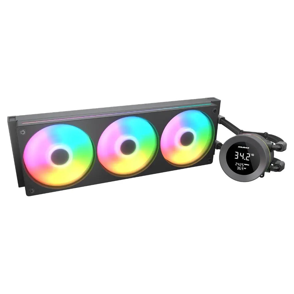 Cougar Poseidon Vistek ARGB 360mm Analog Liquid CPU Cooler with 1.9-Inch LCD Display - Black