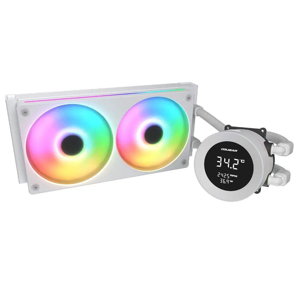 Cougar Poseidon Vistek 360mm ARGB AIO CPU Liquid Cooler with 1.9-inch Digital Display - White