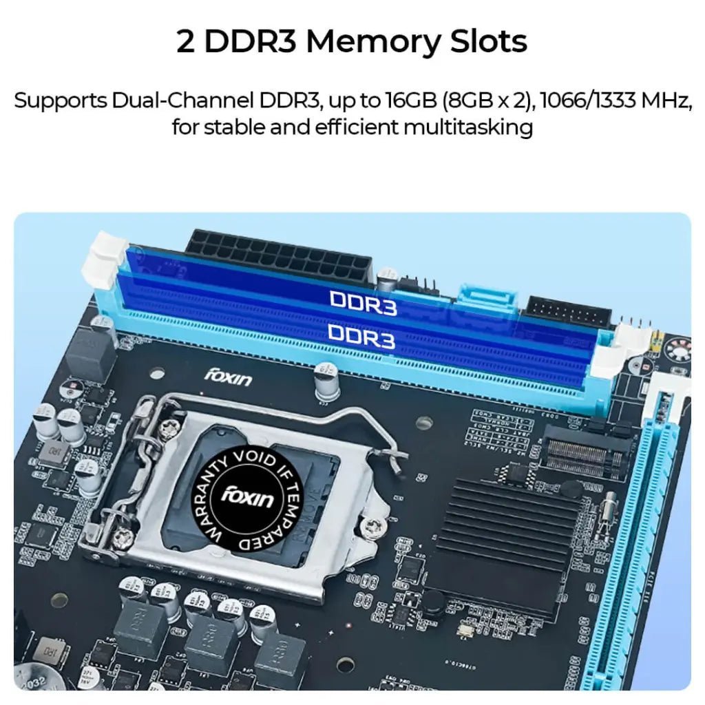 Foxin H61 PRIME Intel H61 Chipset LGA1155 Socket DDR3 RAM Support Micro-ATX Motherboard