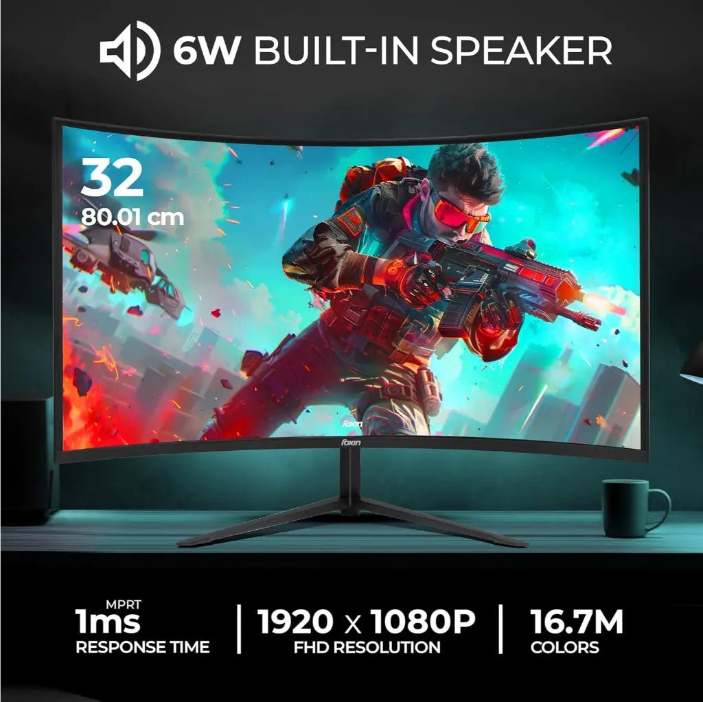 Foxin Phantom 32-inch 180Hz 1ms Full HD Curved LED Gaming Monitor