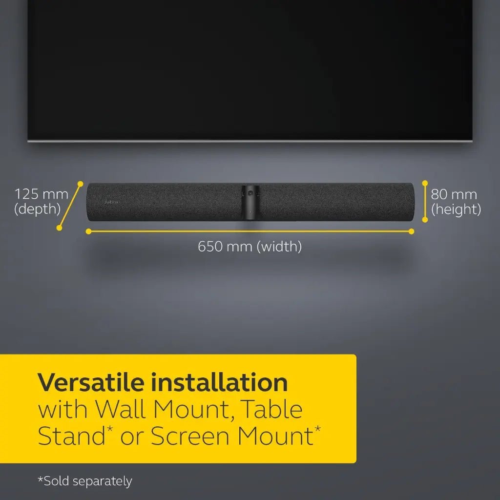 Jabra PanaCast 50 180° Panoramic 4K Intelligent Video Bar for Meeting Rooms with 13MP Triple Cameras and 8-Microphone Array