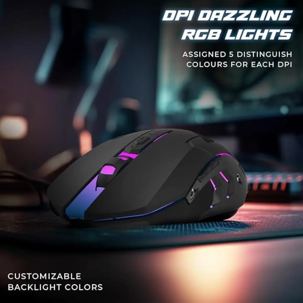 Lapcare Champ LGM-100 Ergonomic USB Wired RGB Gaming Mouse with 3600 DPI Precision Sensor