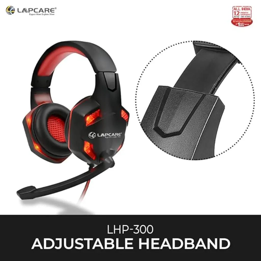 Lapcare LKAMML7415 Wired Over-Ear Headset with Adjustable Microphone and 3.5mm Audio Jack