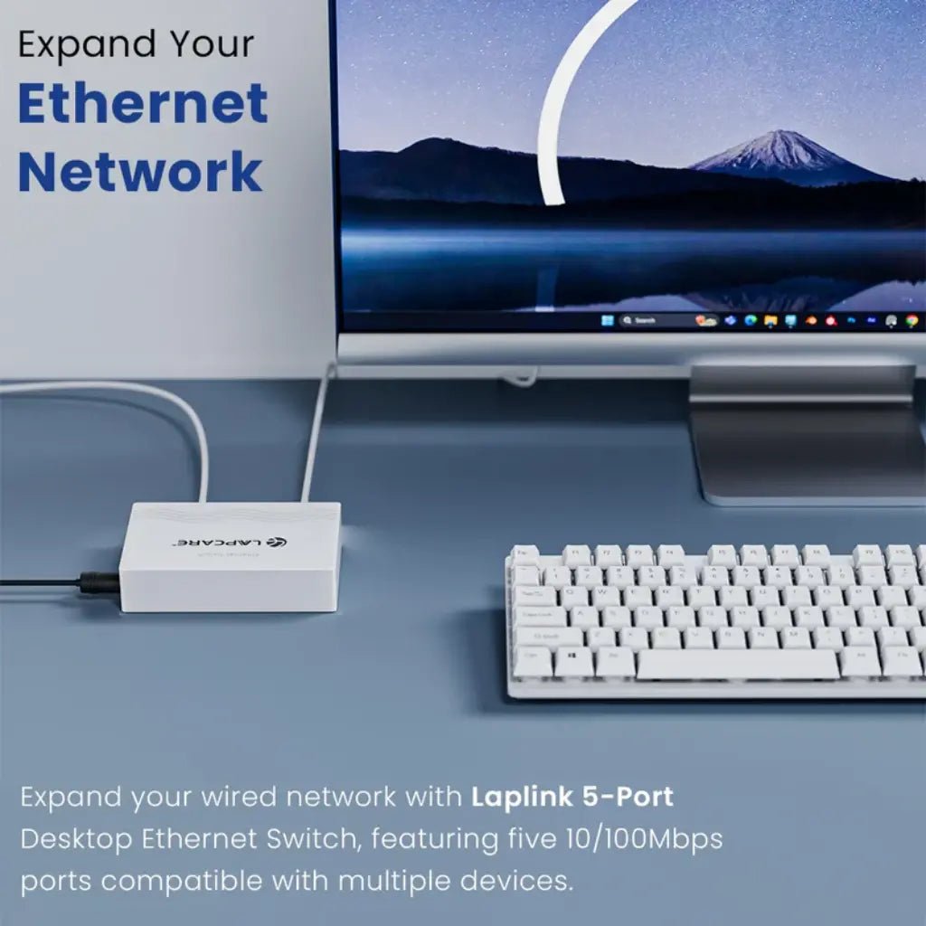 Lapcare Laplink 5-Port Gigabit Desktop Ethernet Switch - Compact White Design