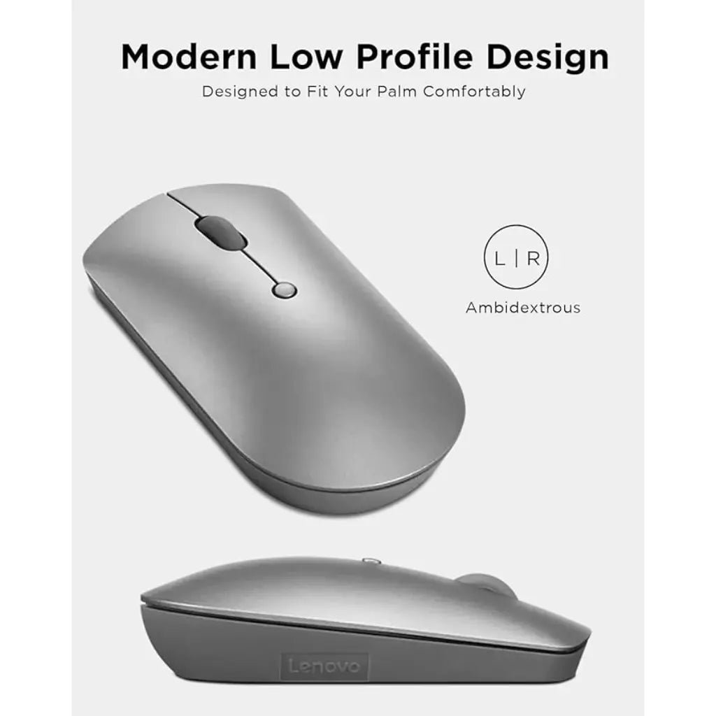 Lenovo 600 Bluetooth Silent Mouse with Dual Device Connectivity and Silent Clicks - Iron Grey