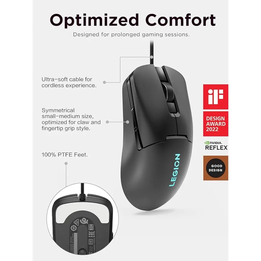Lenovo Legion M300s Ultra-Lightweight 8000 DPI RGB Wired Gaming Mouse - Black