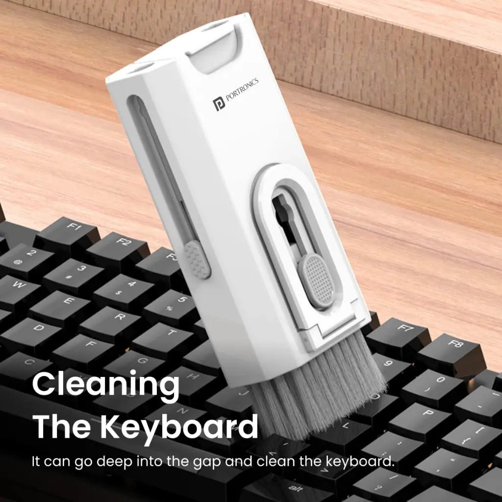 Portronics Clean M 8-in-1 Multifunctional Gadget Cleaning Kit with Integrated Mobile Holder