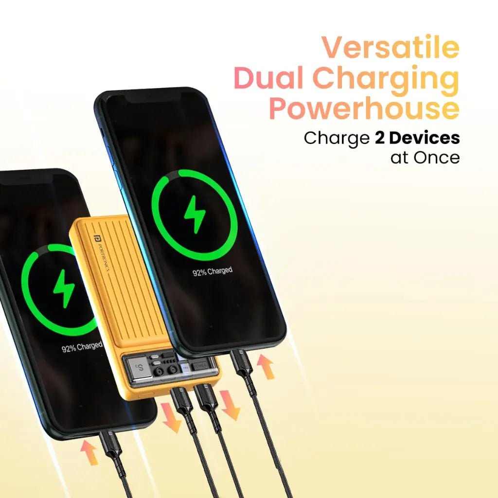 Portronics Luxcell Mini 10K 10000mAh Portable Power Bank with 22.5W Fast Charging - Yellow