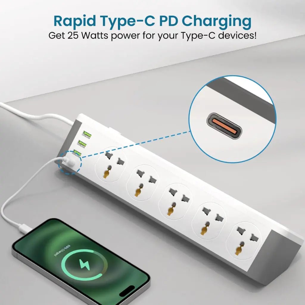 Portronics Power Plate 14 (POR 2072) 10-Socket Universal Extension Board with Surge Protection