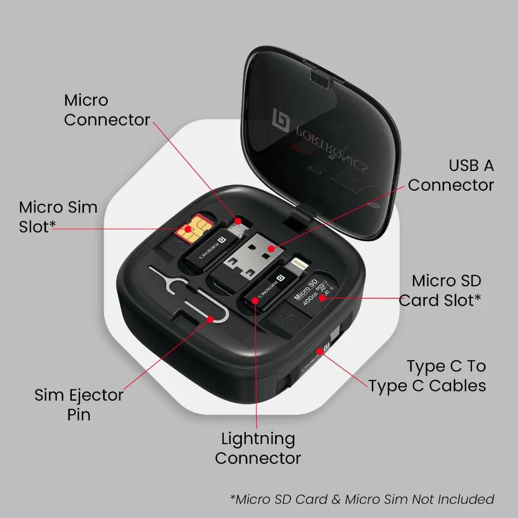 Portronics SnapCase 2 (POR 2887) All-in-One Multipurpose Cable and Card Storage Organizer Kit