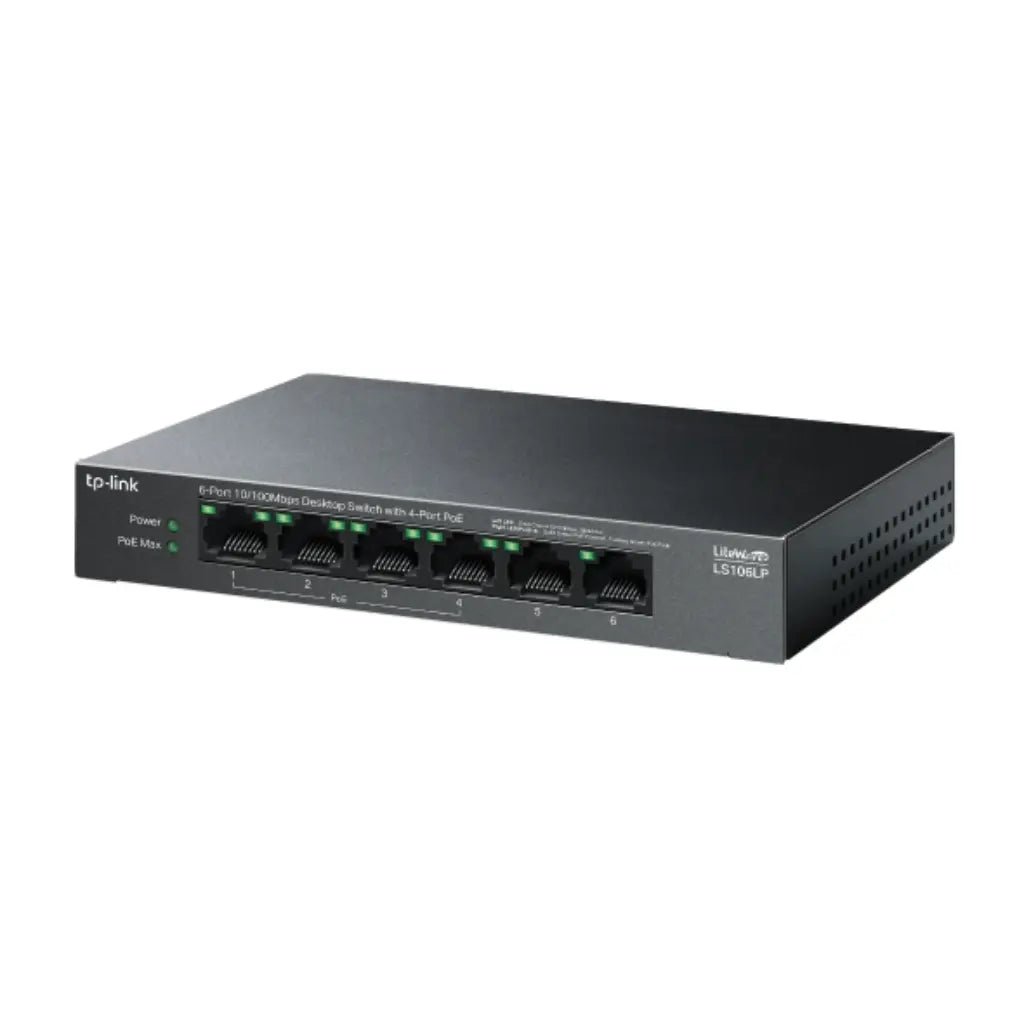 TP-Link LS106LP 6-Port 10/100Mbps Desktop Switch with 4 PoE+ Ports and 41W PoE Budget