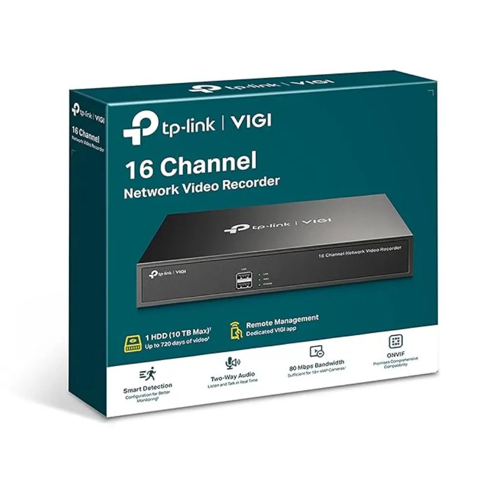 TP-Link VIGI NVR1016H 16-Channel Network Video Recorder with H.265+ Compression and ONVIF Compatibility