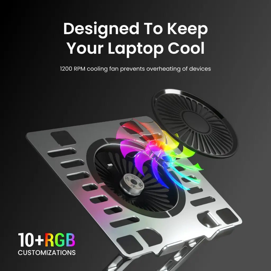 Portronics My Buddy Spinlight POR 2002 Adjustable Laptop Stand with Integrated 1200 RPM Cooling Fan