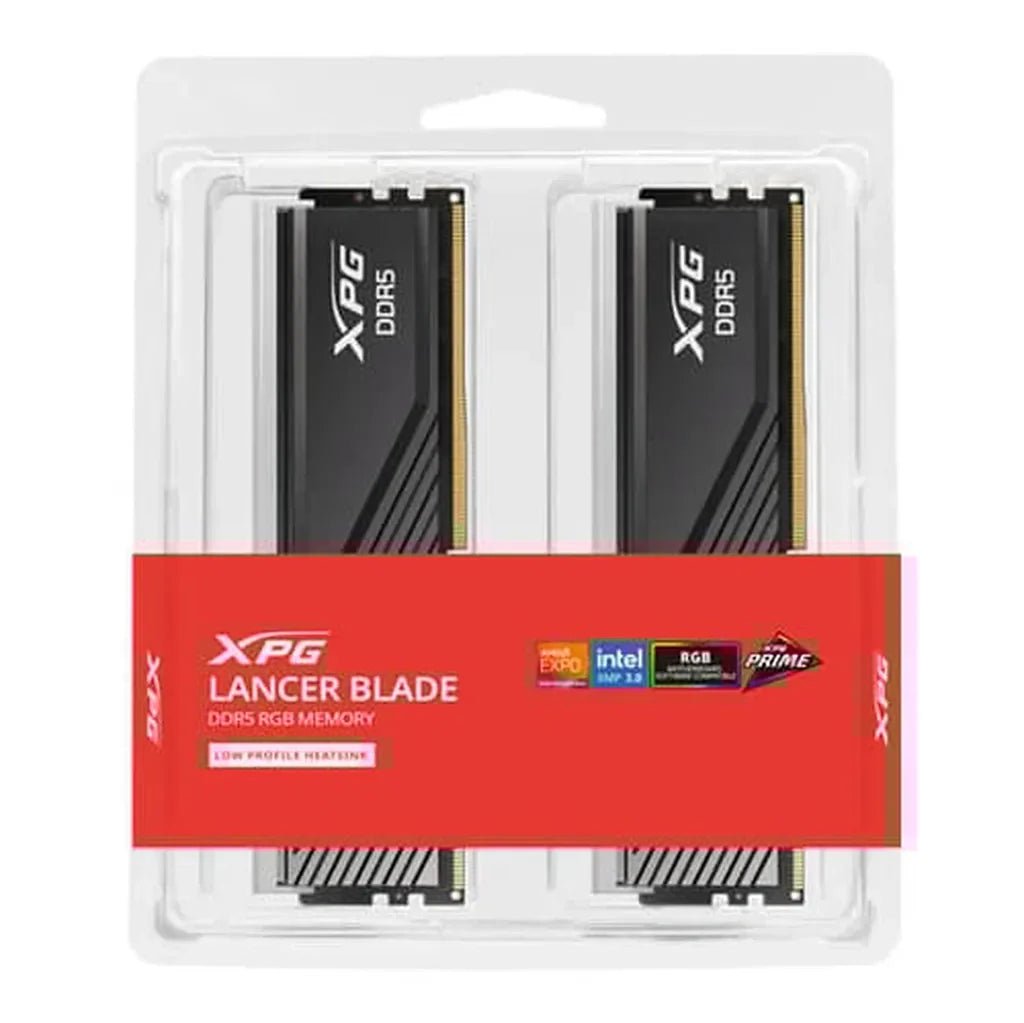 XPG LANCER BLADE RGB 32GB (2x16GB) DDR5 6000MHz CL30 Low-Profile Gaming Desktop Memory Kit - Black (Intel XMP 3.0 & AMD EXPO Ready)