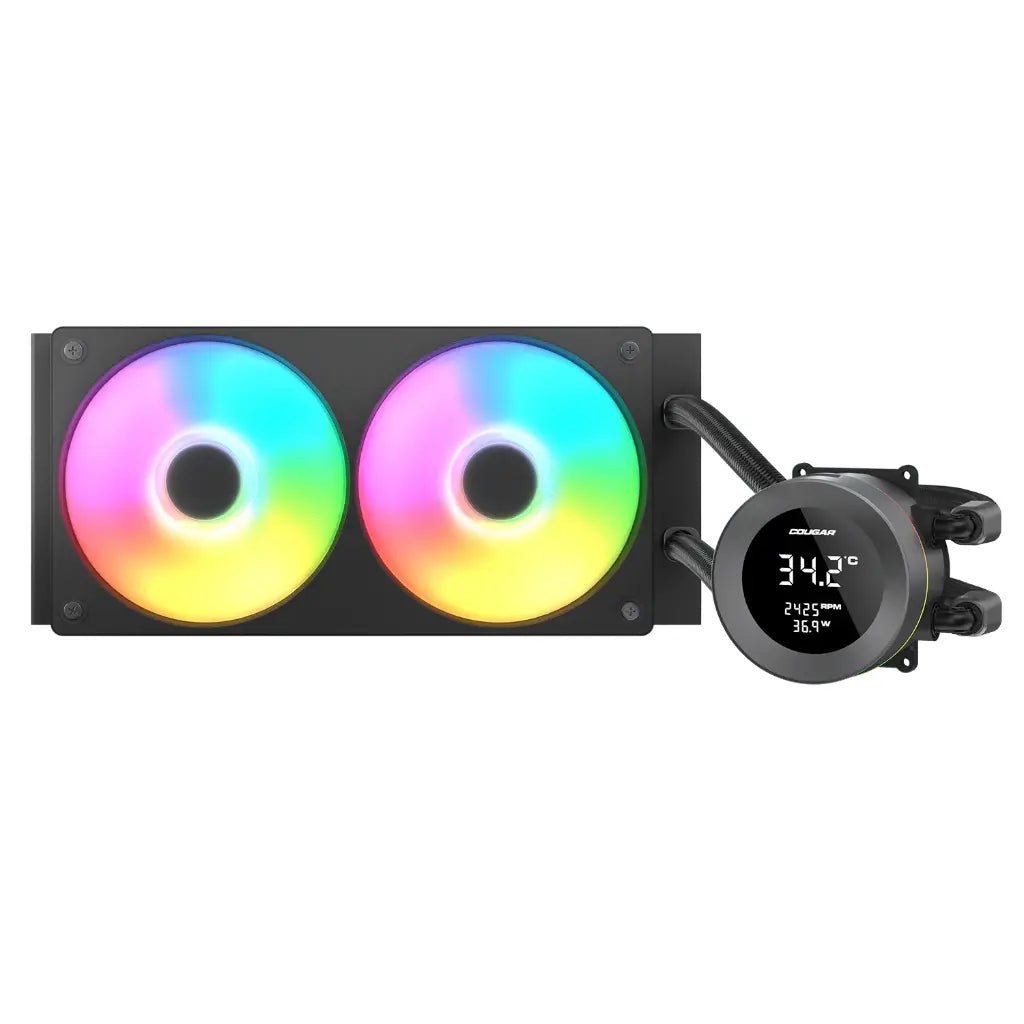 Cougar Poseidon Vistek 240mm ARGB CPU Liquid Cooler with 1.9-Inch Digital Display - Black