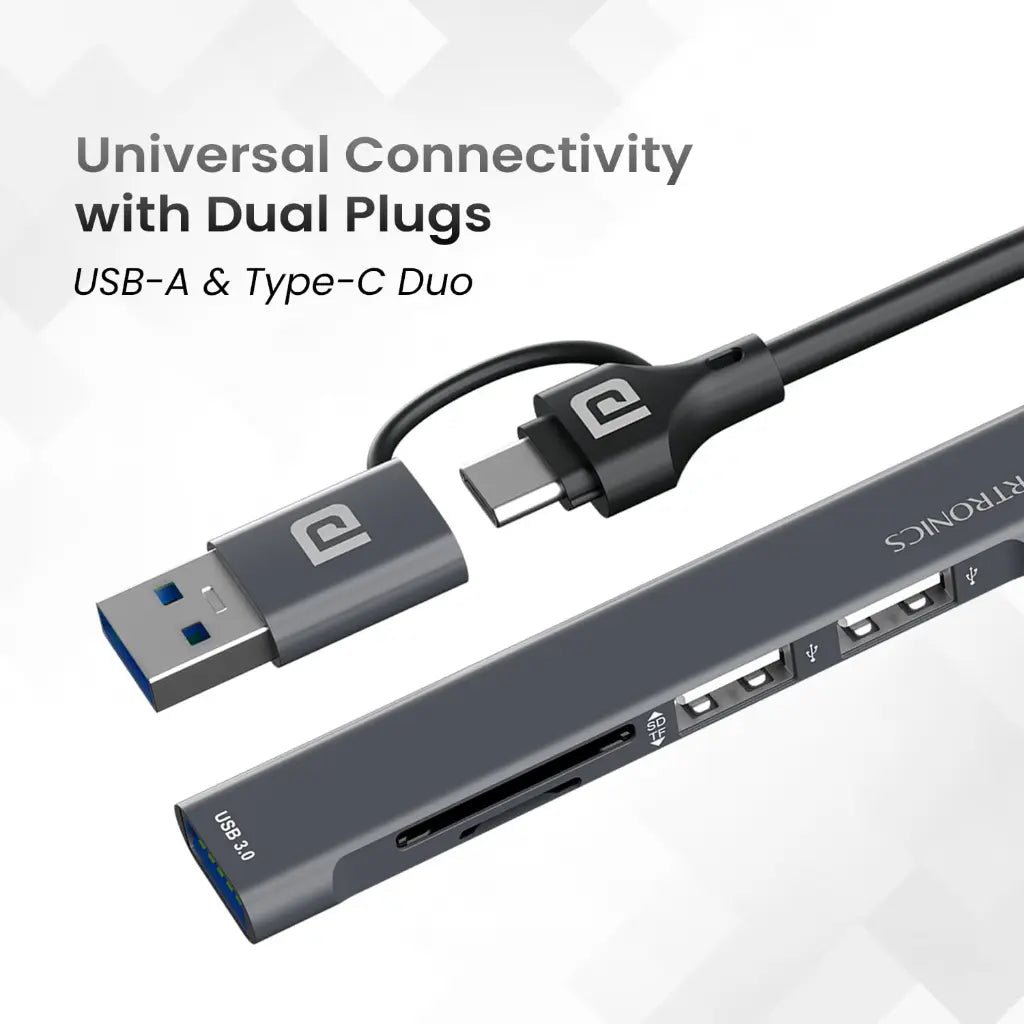 Portronics Mport 31 Plus 5-in-1 USB 3.0 Hub with USB-A and USB-C Ports