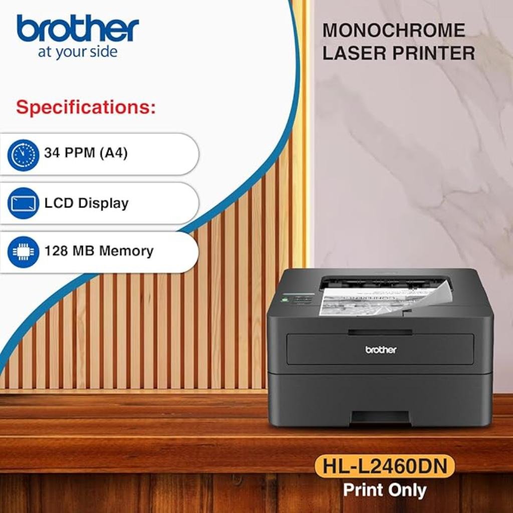 Brother HL-L2460DN Compact Monochrome Laser Printer with Automatic Duplex Printing and Ethernet Network Connectivity