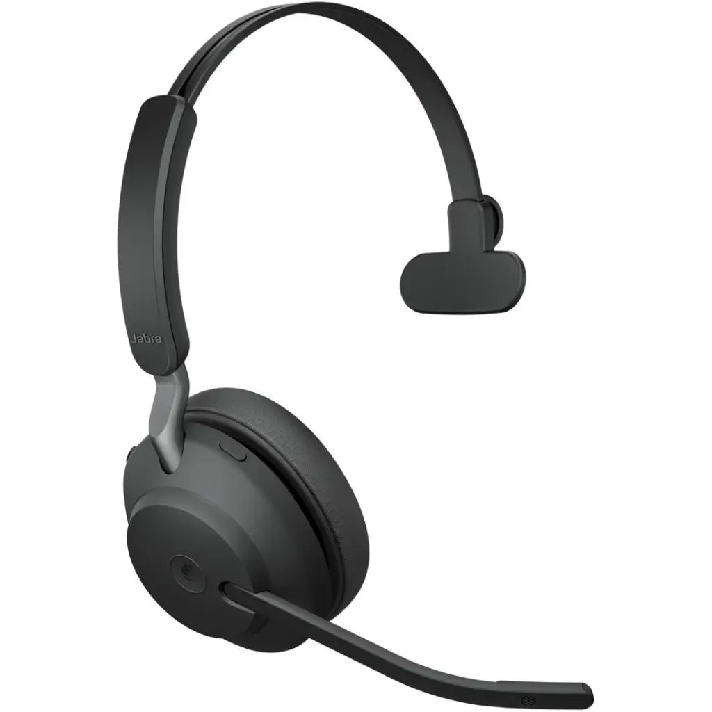 Jabra Evolve2 65 MS Mono Wireless Bluetooth Headset with USB-A Link380a Adapter and Charging Stand