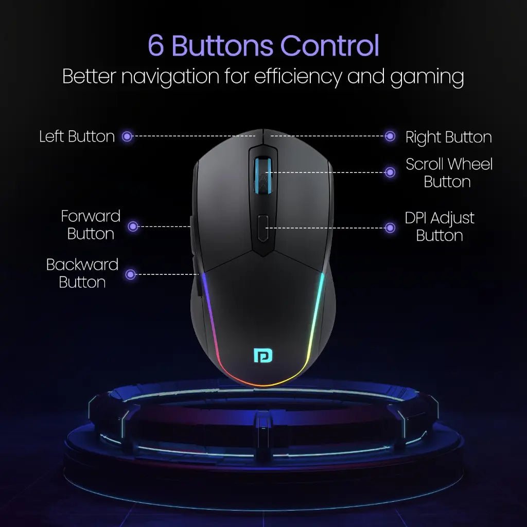 Portronics Toad One POR 1682 Wireless Dual Connectivity Ergonomic Mouse with Customizable RGB Lighting