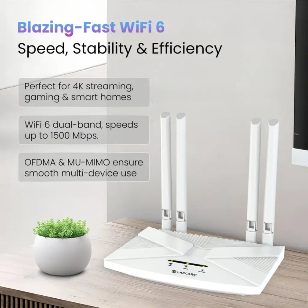 Lapcare W666 4G LTE SIM Slot WiFi 6 Router with 4 High-Gain Antennas