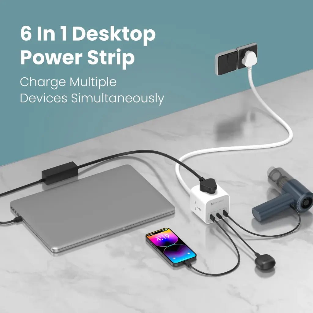 Portronics Volt 20W High-Speed Smart Desktop Charger with 3-Meter Copper Cable