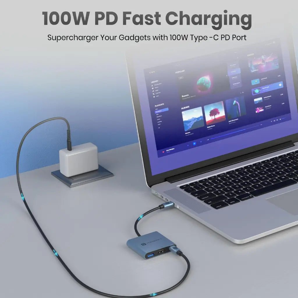 Portronics C Konnect Plus POR 2187 3-in-1 USB-C Hub with 4K HDMI and USB 3.0 Port
