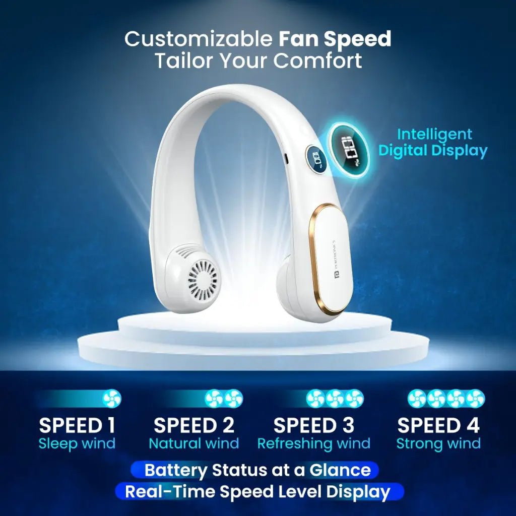 Portronics GoBreeze POR 2048 Rechargeable Portable Bladeless Neck Fan with 360-Degree Surround Airflow