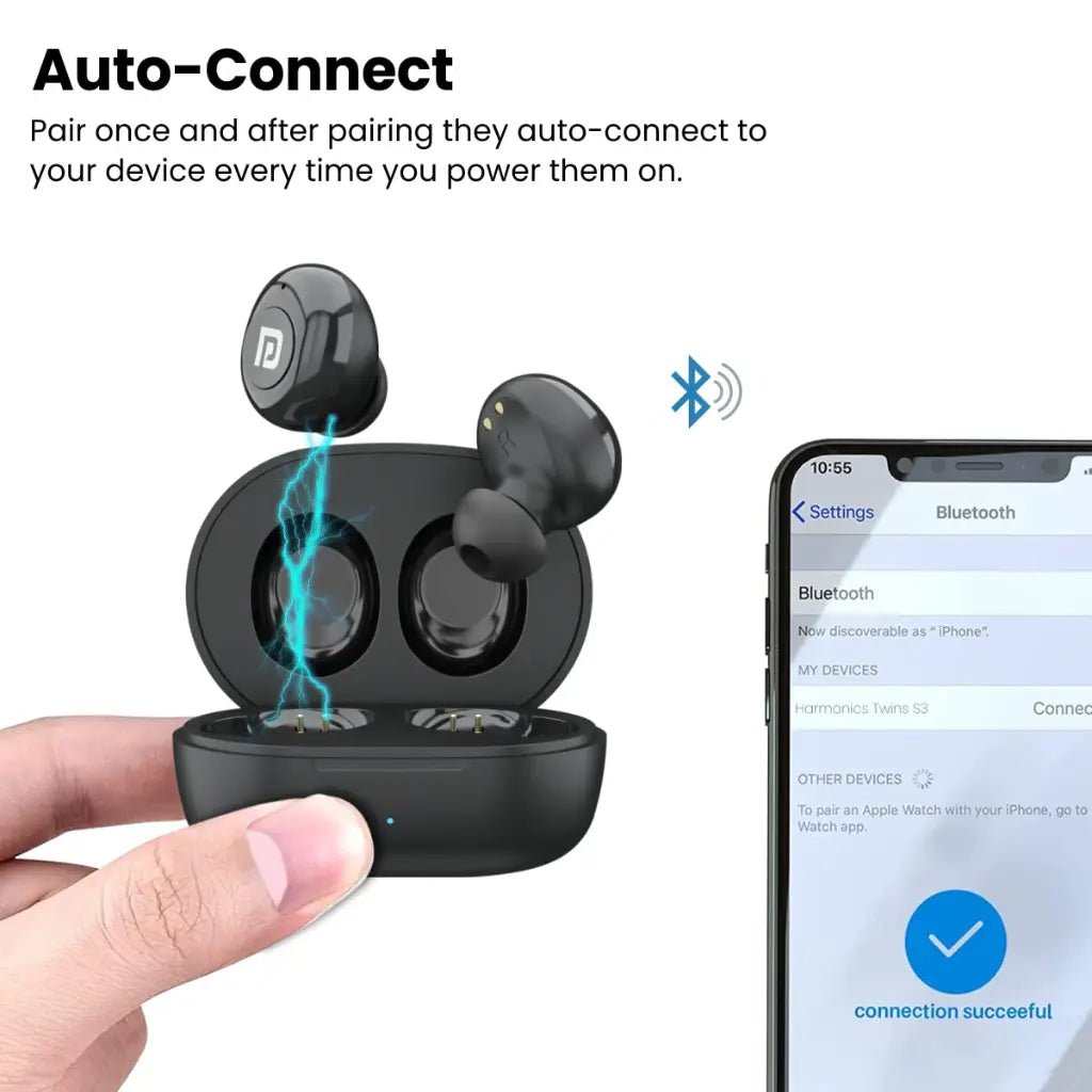 Portronics Harmonics Twins S3 TWS Wireless Earbuds with Bluetooth 5.2 and 20-Hour Playtime