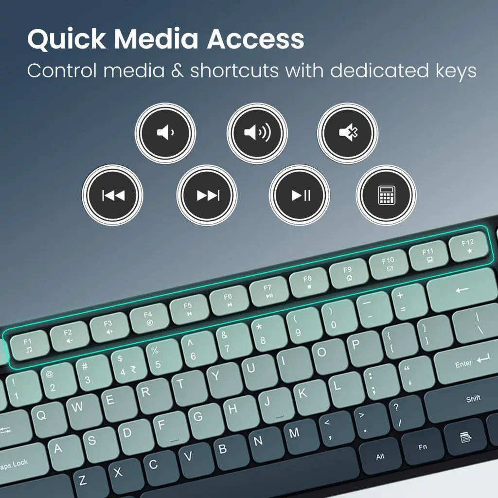 Portronics Key11 Wireless Keyboard and Mouse Combo - Ergonomic Grey Design