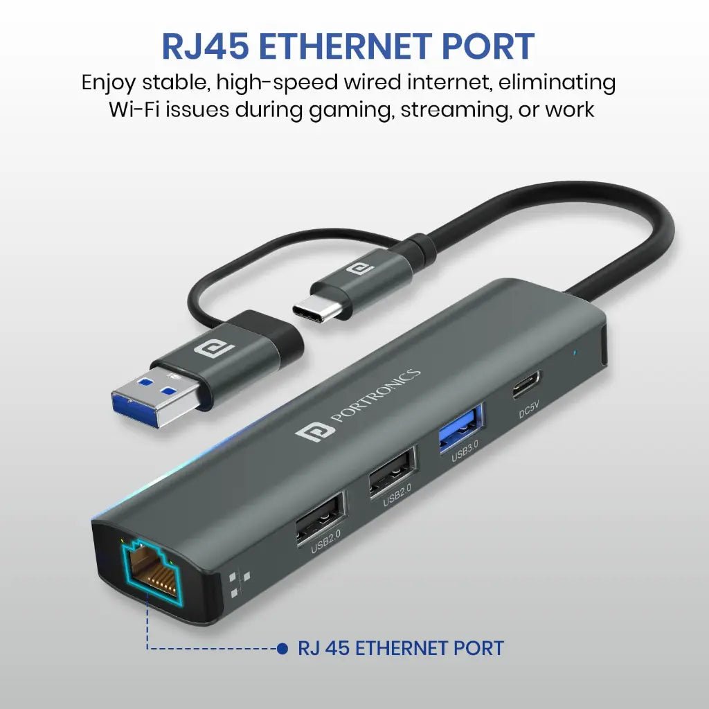 Portronics Mport Edge POR 2931 5-in-1 USB-C Hub with Multi-Port Connectivity