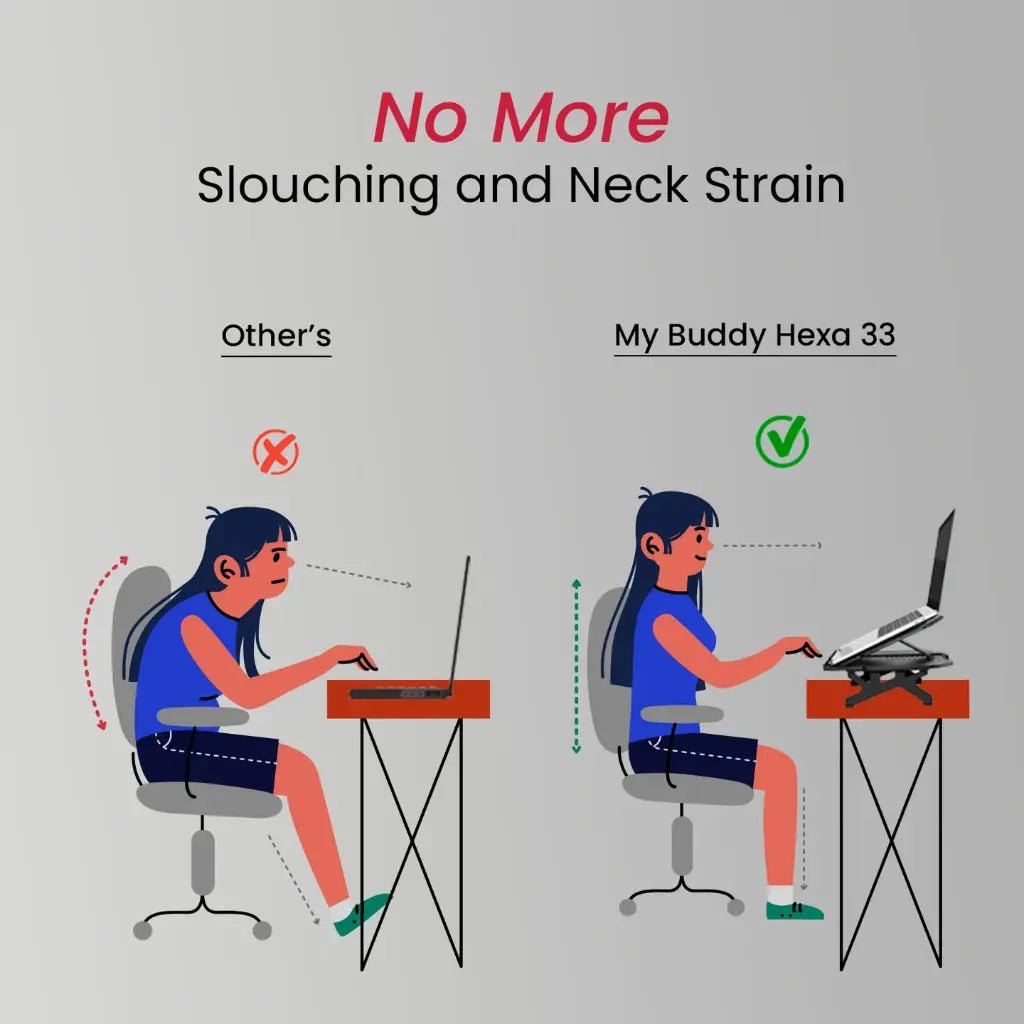 Portronics My Buddy Hexa 33 Laptop Stand with 10 Adjustable Heights and Integrated Phone Holder