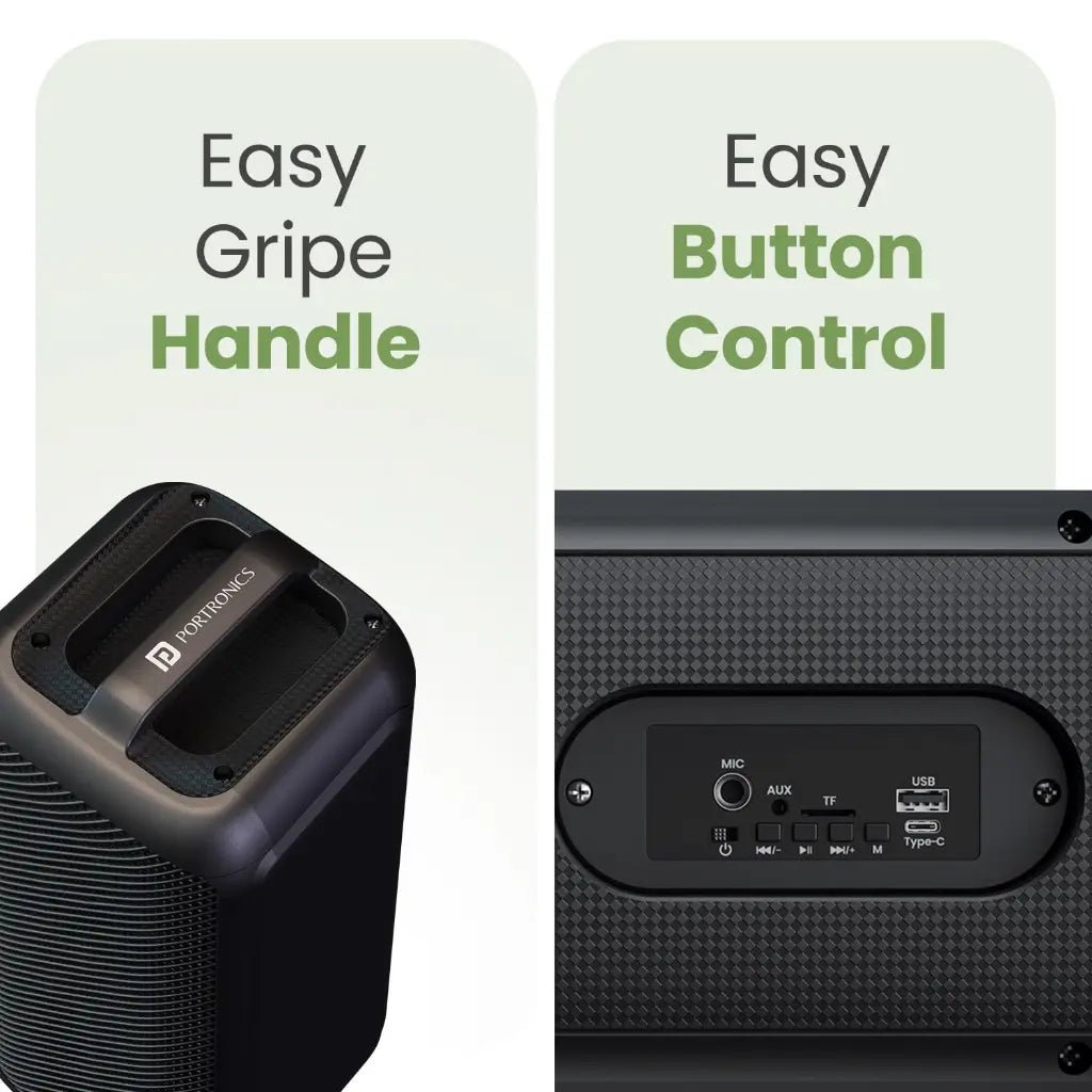 Portronics Rumble POR 2345 25W Bluetooth 5.3 Portable Party Speaker with Wired Microphone and 5-Hour Battery Life