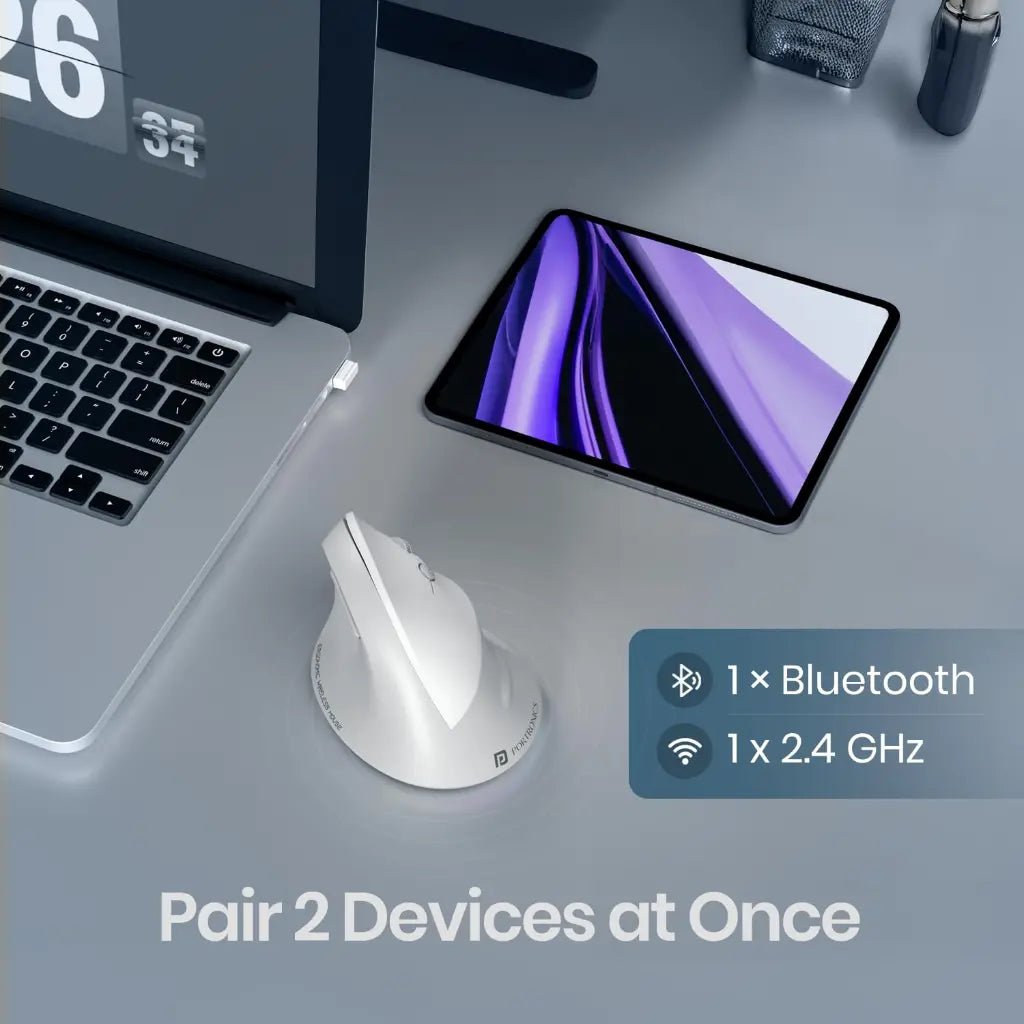 Portronics Toad Ergo 4 (POR 3211) Ergonomic Vertical Wireless Mouse with Bluetooth and 4000 DPI Precision
