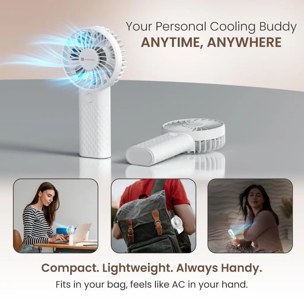 Portronics Toofan Mini 2 (POR 3182) Portable Handheld Personal Fan with 2000mAh Rechargeable Battery