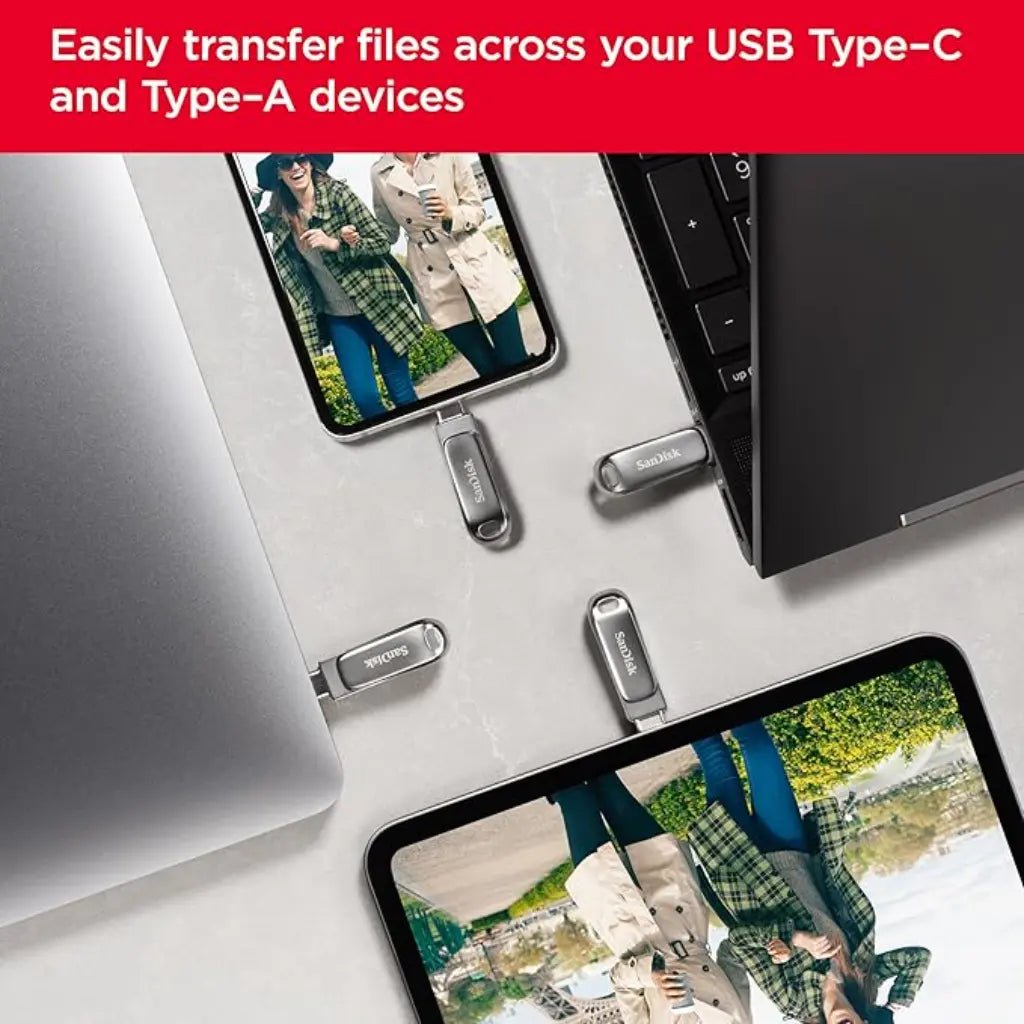 SanDisk Ultra Dual Drive Luxe 256GB USB Type-C and USB Type-A OTG Flash Drive