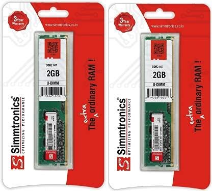 Simmtronics 2GB DDR2 667MHz Desktop RAM Memory Module - Pack of 2 with 3-Year Warranty