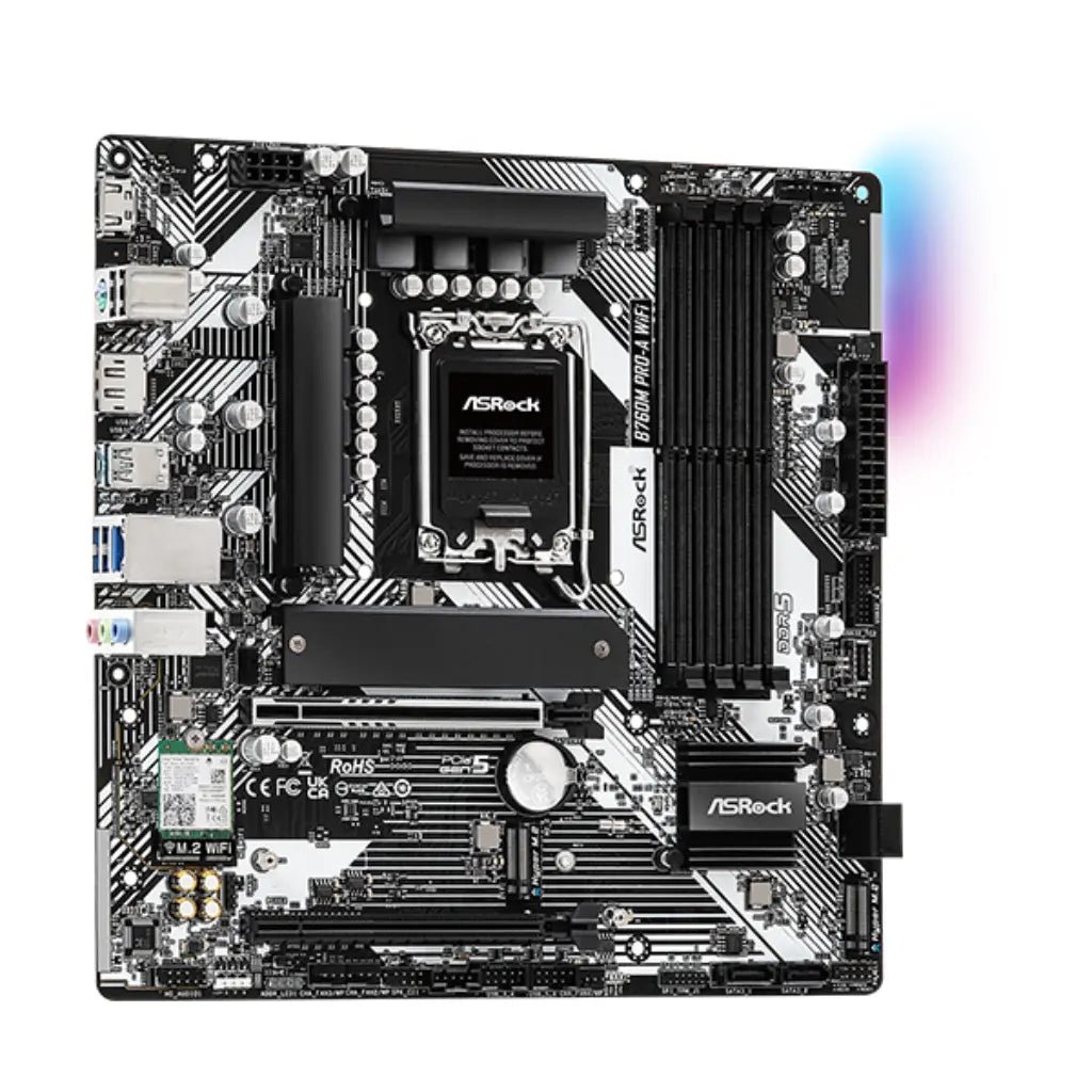 ASRock B760M PRO-A WIFI Intel LGA1700 DDR5 Micro-ATX Motherboard with Wi-Fi 6E Support