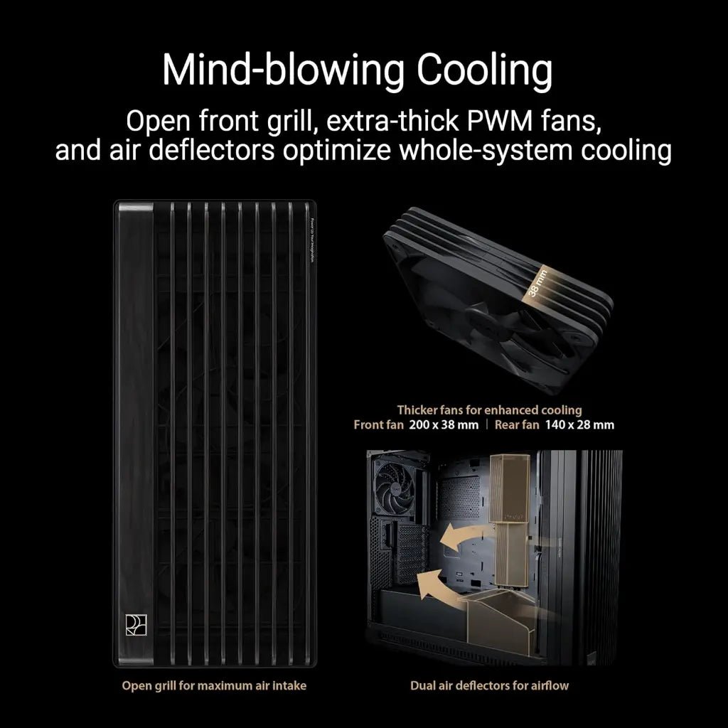 ASUS ProArt PA602 E-ATX Full Tower Computer Case with Tempered Glass and Wood Accents