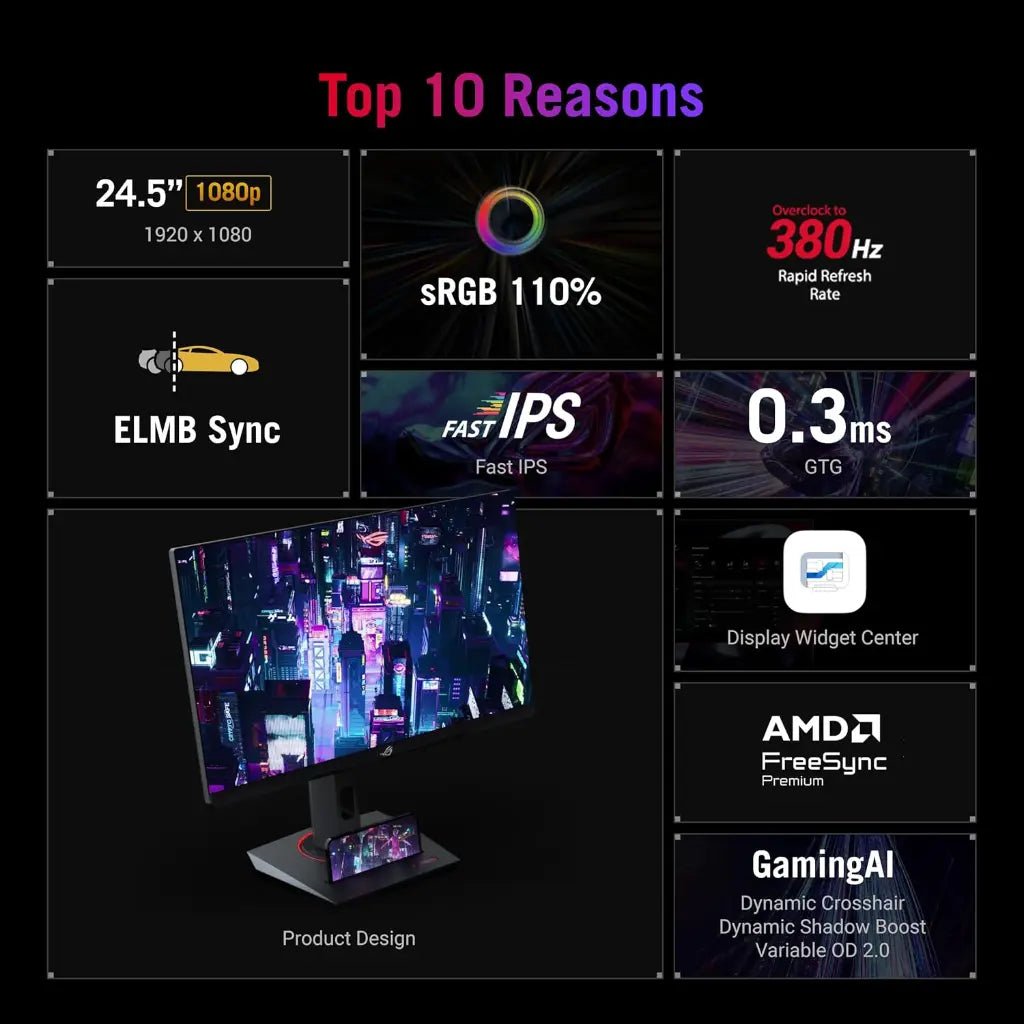 ASUS ROG Strix XG259QNS 24.5-inch 380Hz 0.3ms FHD Fast IPS Esports Gaming Monitor