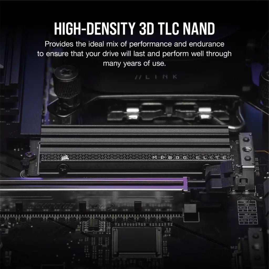 Corsair MP600 Elite 1TB PCIe Gen4 x4 NVMe M.2 2280 Internal SSD with Integrated Heatsink