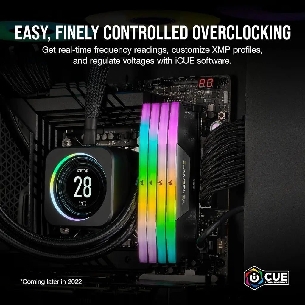 Corsair Vengeance RGB 96GB (2x48GB) DDR5 5600MHz CL40 Desktop Memory Kit - High Performance RAM