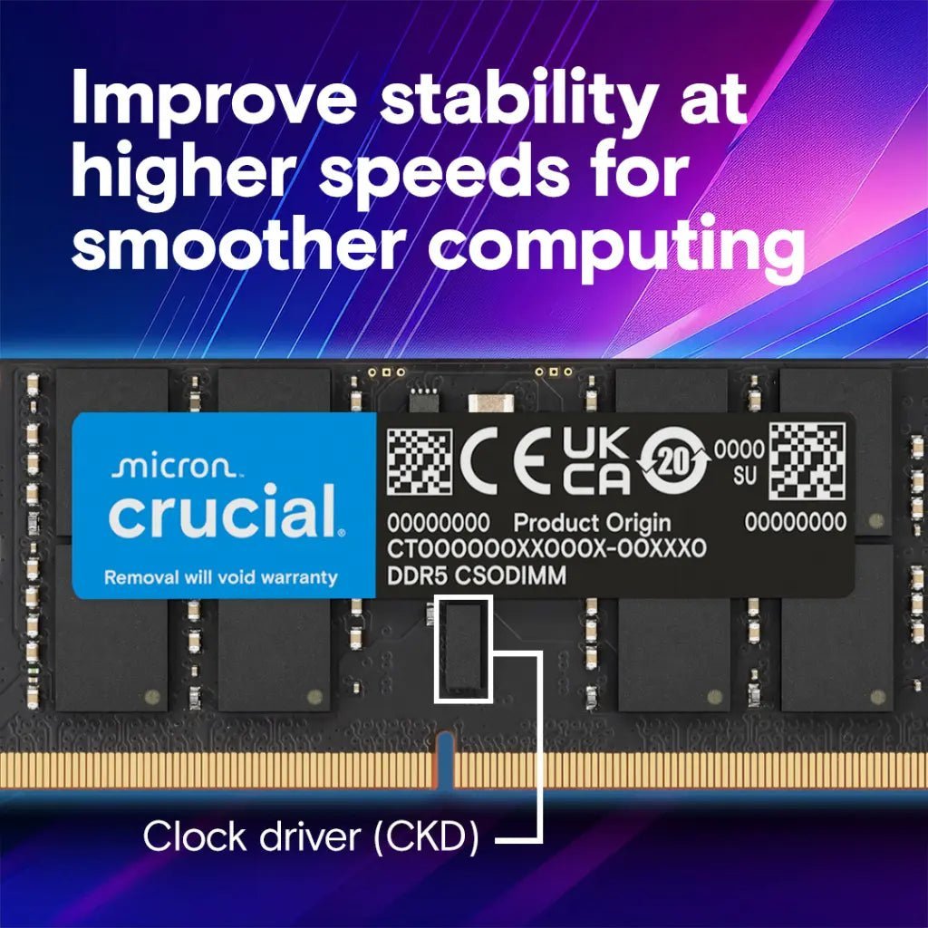 Crucial 16GB DDR5 6400MHz CL52 262-Pin SODIMM Laptop Memory Module