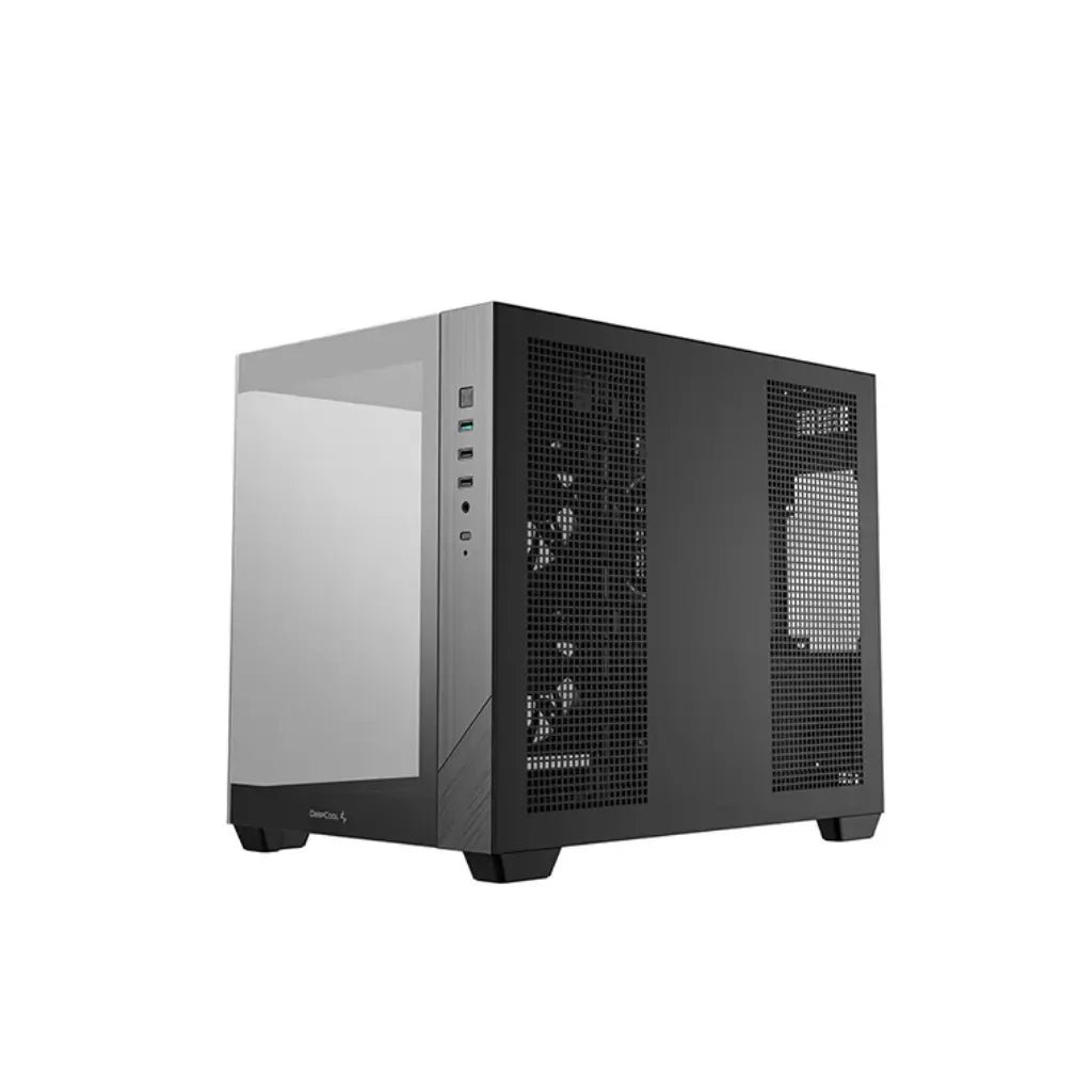 Deepcool CG330 3F Panoramic Dual-Chamber Micro-ATX PC Case with Tempered Glass Panels - Black