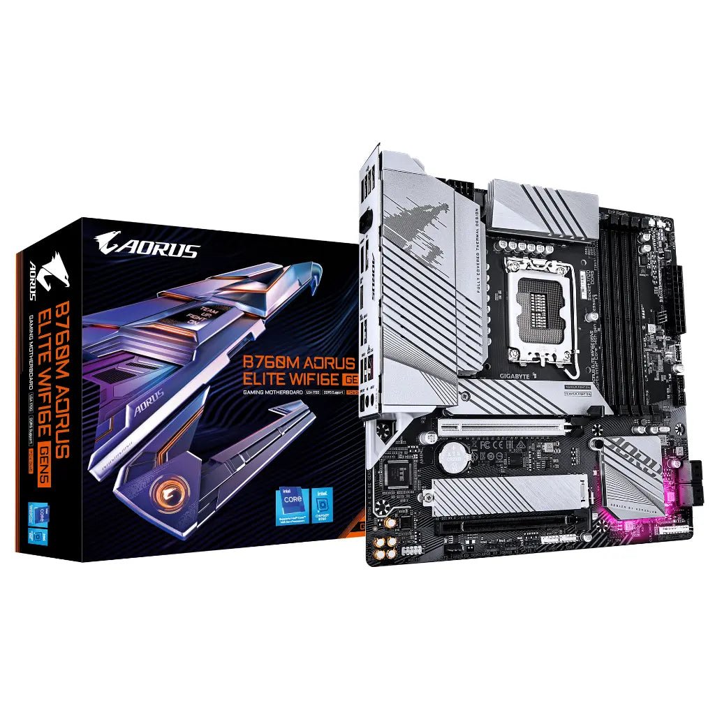Gigabyte B760M AORUS ELITE WIFI 6E LGA1700 DDR5 Micro-ATX Motherboard with PCIe 5.0 Support