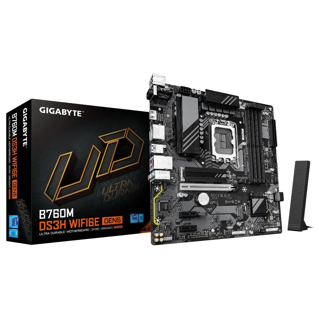 Gigabyte B760M DS3H WIFI6E GEN5 Intel B760 LGA1700 DDR5 Micro-ATX Motherboard for 12th/13th/14th Gen Intel Core Processors