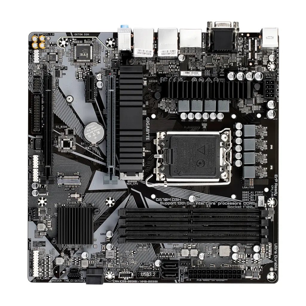 Gigabyte Q670M D3H Intel Q670 Chipset LGA1700 Socket DDR5 Micro-ATX Motherboard