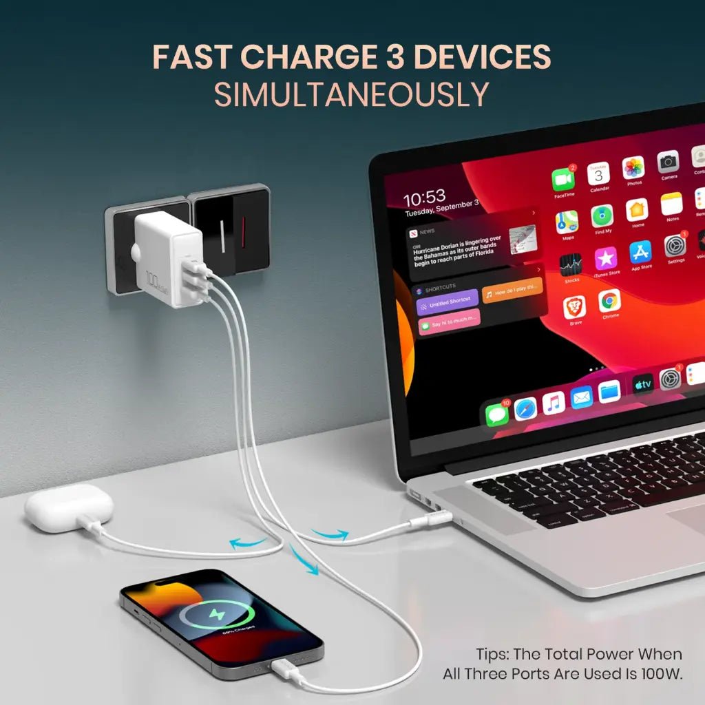 Portronics Adapto 100W GaN Fast Charger (POR 2492) - High-Speed Universal Power Adapter