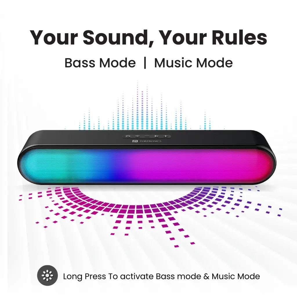Portronics Decibel 23 16W Portable Bluetooth Soundbar with RGB Lights and 5-Hour Playtime