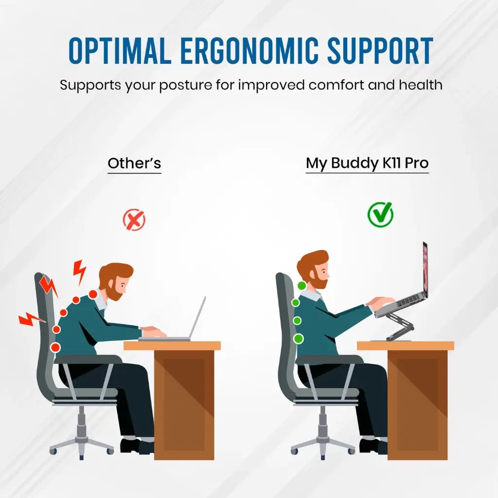 Portronics My Buddy K11 Pro Ergonomic Laptop Stand with Adjustable Height and 360-Degree Rotation